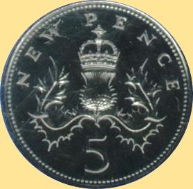 5 Pence 1968-1981 (Rückseite)